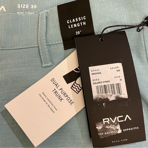 RVCA Hybrid NWT Boardshorts Dual Purpose Trunks Mens Size 30 Seafoam Green - Picture 8 of 13